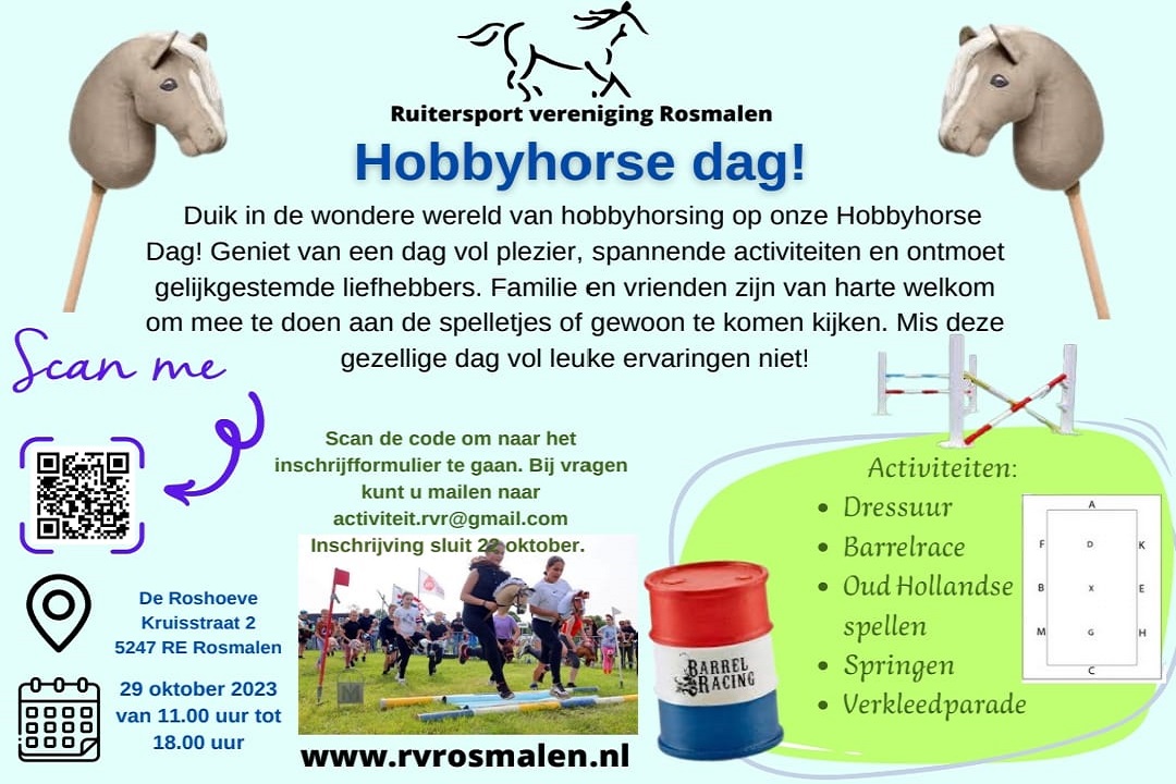 HobbyHorse evenement op zondag 29 oktober in Rosmalen